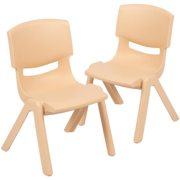 Flash Furniture Whitney 2 Pack Natural Plastic Stackable School Chair with 12" Seat Height, 2-YU-YCX-001-NAT-GG
