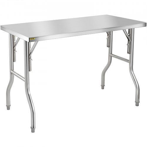 VEVOR Commercial Stainless Steel Folding Work Prep Tables Open Kitchen 48" x 24", CFGZT24X48YC00001V0