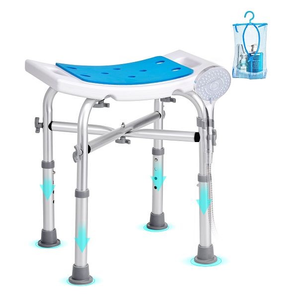 VEVOR Shower Chair for Inside Shower, Adjustable Height Shower Stool with Crossbar Support, LYDFXLHJPEWFYGW6TV0