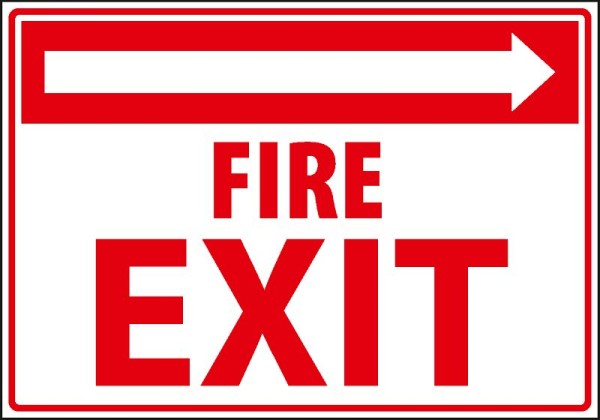Marahrens Sign EX0074 - Fire Exit with arrow right, rigid plastic, Size: 10 x 7 inch, EX0074.010.21