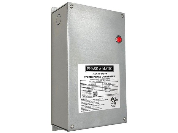 Phase-A-Matic 3/4 to 1-1/2 HP Static Phase Converter, UL Certified, Heavy Duty, UL-200HD