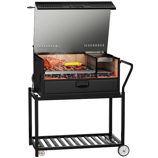 VEVOR 40" Charcoal Grill with Adjustable Charcoal Grate and Heavy Duty Outdoor Mobile BBQ Smoker, MTKJYCHSGB404IU94V0