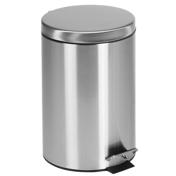 Flash Furniture Round Stainless Steel Imprint Resistant Soft Close, Step Trash Can -3.2 Gallons (12L), PF-H008A12-M-GG
