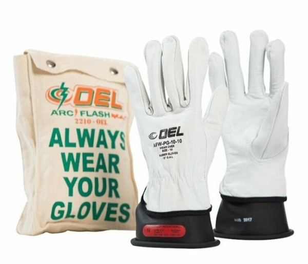 OEL CLASS 0 (1,000 Volts) Rubber Glove Kit, Length: 11", Sizes: 8, Color: Black, IRG011B8K