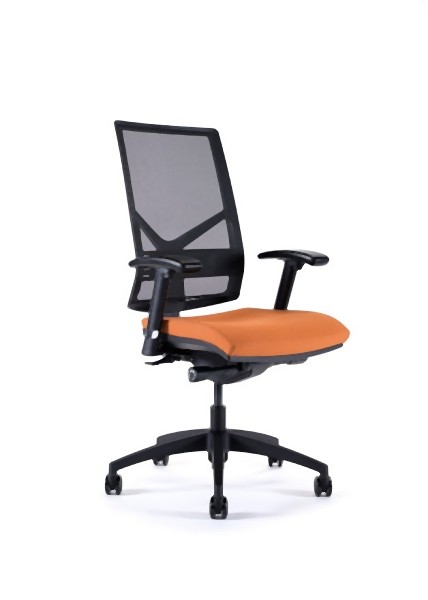 GK Chairs Standard Office Desk Height Zeta Chair, Black Soft Vinyl with Slanted Poly Arms, ZE40BCS-UMZ-VSL40-N27G-NR-A1PH-60U-B