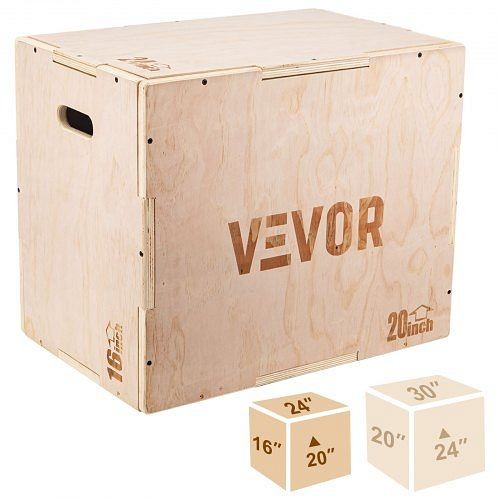 VEVOR 3 in 1 Wood Plyo Box, 24 x 20 x 16 Plyometric Jump Box,Easy-to-Assemble Plyo Box for Jumping Trainers,Training and Conditioning, 24X16X20YCTX00001V0
