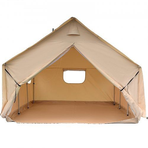 VEVOR Canvas Wall Tent 10'x12' with Frame, Fire Water Repellent 8 People for Camping, FBQZP10X120000001V0