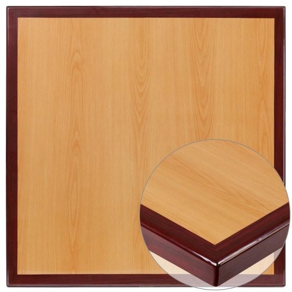 Flash Furniture Glenbrook 24'' Square 2-Tone High-Gloss Cherry / Mahogany Resin Table Top with 2'' Thick Drop-Lip, TP-2TONE-2424-GG