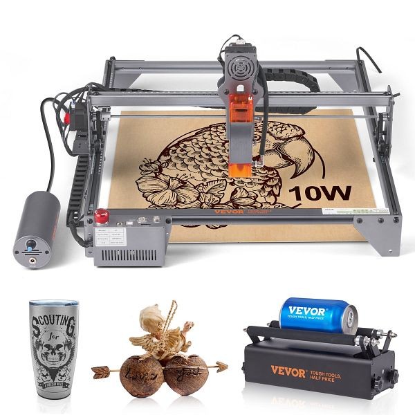 VEVOR Laser Engraver with Rotary Roller, 10W Output Laser Engraving Machine, 15.7" x 15.7" Large Working Area, KZXS10W4140CMBA57V1