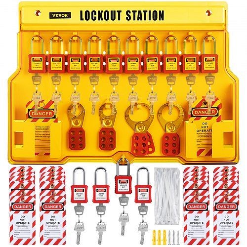 VEVOR 58 Pieces Lockout Tagout Kits Electrical Loto Kit for Electrical Risk Removal, AQSJTZJBDGJ57NTX0V0