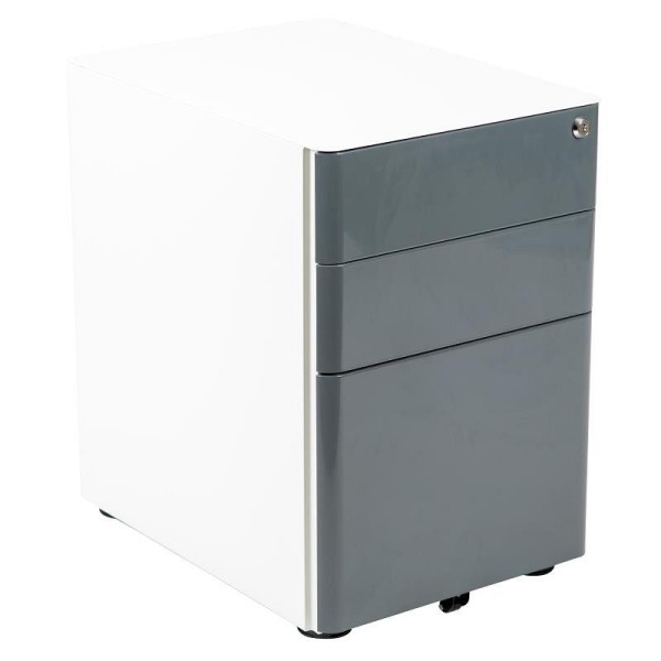 Flash Furniture Warner Modern 3-Drawer Mobile Locking Filing Cabinet, Anti-Tilt Mechanism & Drawer, White with Charcoal Faceplate, HZ-CHPL-02-GRY-WH-GG