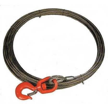 Lift-All Winch Cable, 7/16 In. x 75 ft., Hook Swivel Latch Hook, 716WSX75