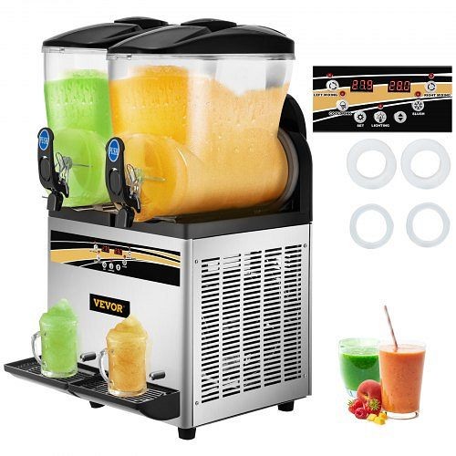 VEVOR Slush Frozen Drink Machine, 15LX2 Tanks, 1000W Commercial Margarita Maker with 26.6°F to 28.4°F Temperature, SY15L800W110V5OD0V1