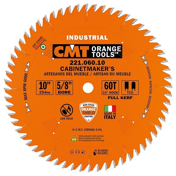 CMT Orange Tools Cabinetshop Blade Bore, 10"x60 5/8", 221.060.10