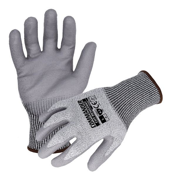 COMMANDER X3 13-G Gray Seamless ANSI A3 Cut Resistant Glove with Gray Polyurethane Palm/Finger Coating, Size: S, Quantity: 12 Pair, N10590-S