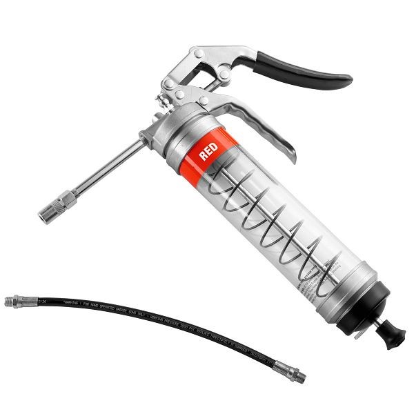 OilSafeSystem Color-Coded Clear Pistol Grease Gun, Red, 330808