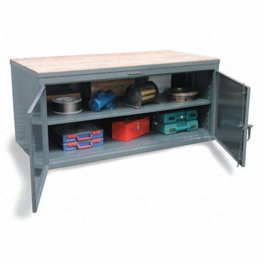 Strong Hold Cabinet Workbench, Butcher Block, 36 in Depth, 37 in Height, 96 in Width, 83-361-MT