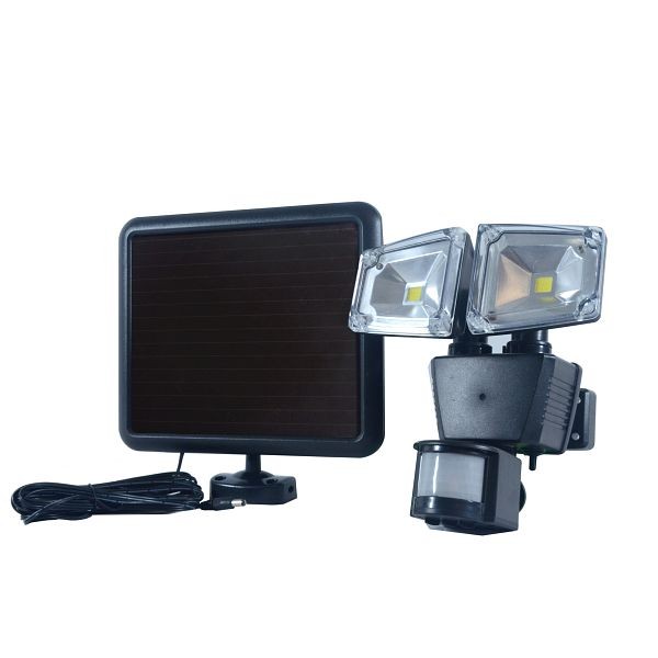 Nature Power Dual COB Black Outdoor Solar Motion Activated Security Flood Light with Integrated LED, 22060