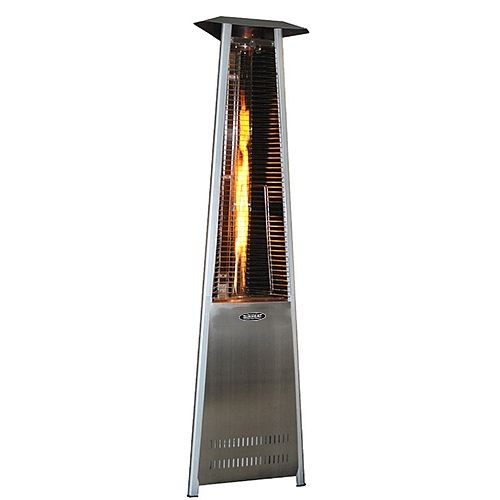 SUNHEAT Contemporary Triangle Design Portable Propane Commercial Patio Heater with Decorative Variable Flame-Stainless Steel, 99450