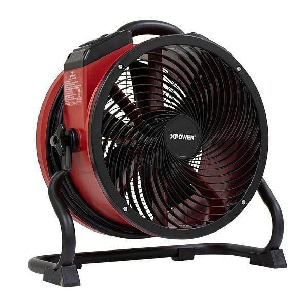 XPOWER 1/4 HP 2100 CFM, Variable Speed, Sealed Motor, Industrial Axial, Air Mover with Built-in Power Outlets, Red, X-39AR-Red