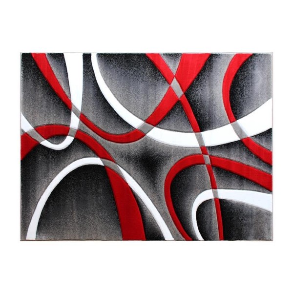 Flash Furniture Atlan Collection 5' x 7' Red Abstract Area Rug - Olefin Rug with Jute Backing - Entryway, Living Room or Bedroom, KP-RG951-57-RD-GG