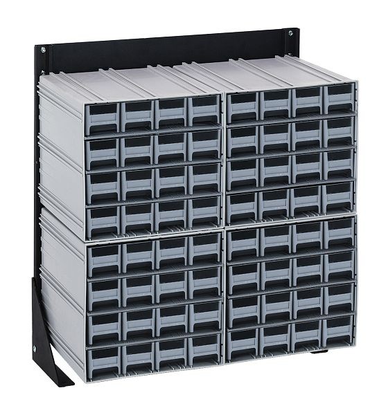 Quantum Storage Systems Interlocking Storage Cabinets Floor Stand, single sided, 12"D x 23-5/8"W x 28"H, includes (64) gray drawers, QIC-124-161GY