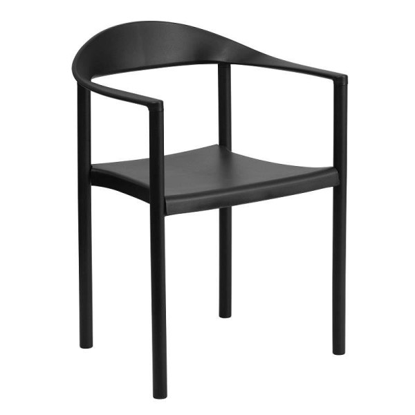 Flash Furniture HERCULES Series 1000 lb. Capacity Black Plastic Cafe Stack Chair, RUT-418-BK-GG