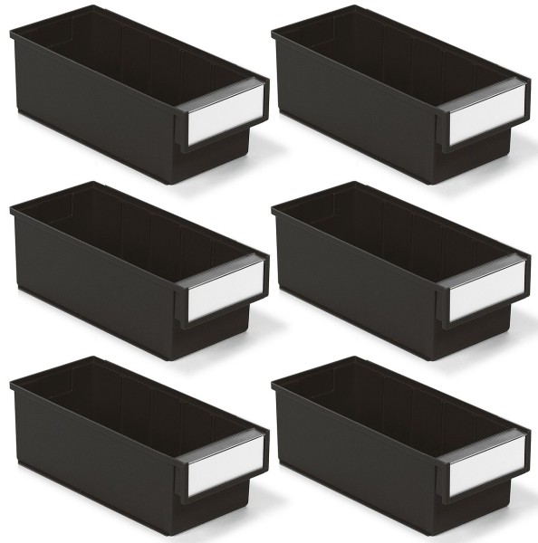 Treston Set of 6 ESD Shelf bins, black (11.81” x 5.20” x 3.94”), SBS6-3015-4ESD