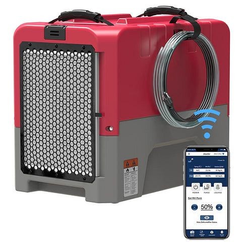 AlorAir Storm LGR Extreme, Red, WIFI, Large Dehumidifier for Basement, App Controls with Pump, Capacity up to 180 PPD at Saturation Condition, X002IY3VOT