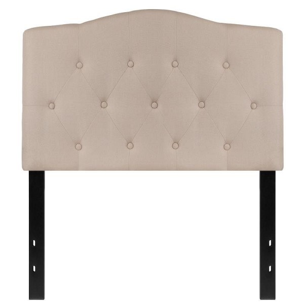Flash Furniture Cambridge Tufted Upholstered Twin Size Headboard in Beige Fabric, HG-HB1708-T-B-GG