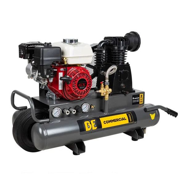 BE Power Equipment 13.8 CFM @ 90 PSI Gas Air Compressor with Honda GX200 Engine, AC658HB