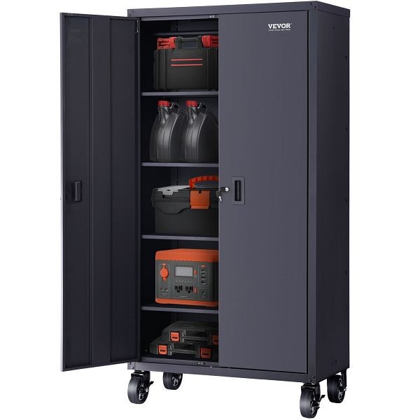 VEVOR Rolling Metal Storage Cabinet with 4 Adjustable Shelves & Lockable Door, CKGJJDJSYDJHHWDPOV0