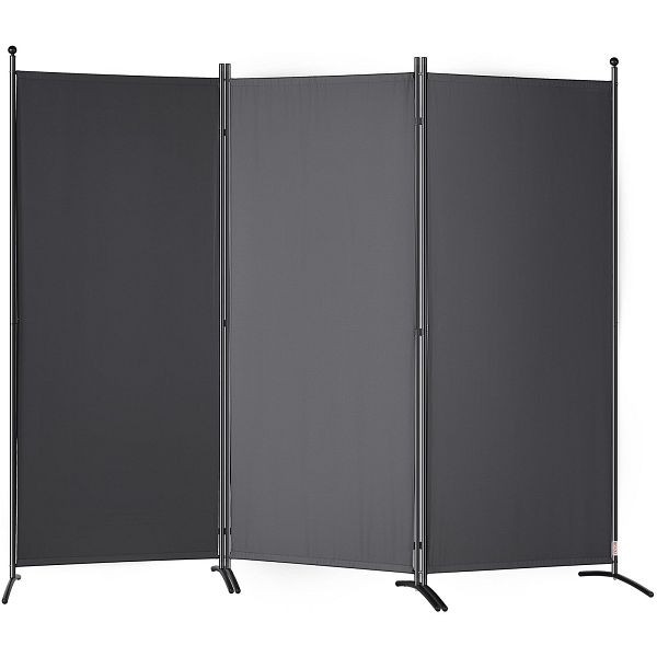 VEVOR Room Divider, 6.1 ft Room Dividers and Folding Privacy Screens (3-panel), Fabric Partition Room Dividers for Office, Dark Gray, BLP310271INCH2TU4V0