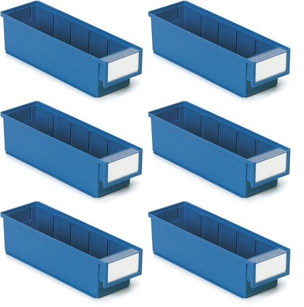 Treston Set of 6 Shelf bins, blue (11.81” x 3.62” x 3.23”), SBS6-3010-6