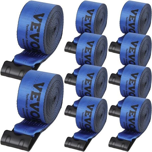 VEVOR Winch Straps, 4" x 30', 6000 lbs Load Capacity, 18000 lbs Breaking Strength, Blue, Pack of 10, PGJPDLS4INCH3LGJKV0