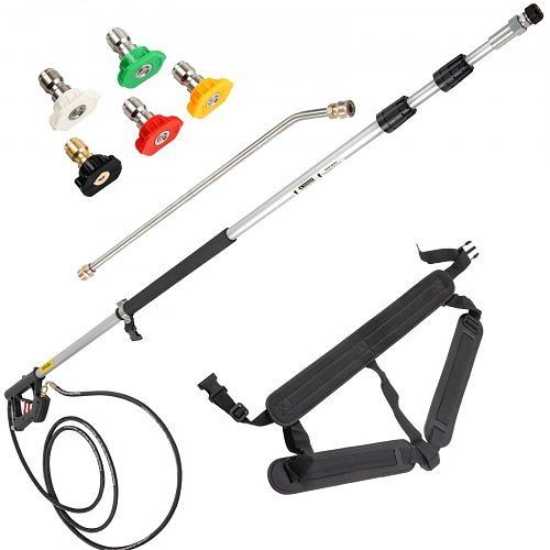 VEVOR Telescoping Pressure Washer Wand, 18ft Length Adjustable Power Washer Extension Wand, 4000PSI 9GPM Power Cleaning Tools, QDXDJ5.5MQXSQ0001V0