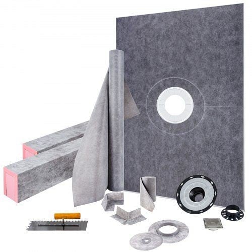 VEVOR Shower Curb Kit, 38" x 60" ABS Watertight Shower Curb Overlay, with 4" ABS Central Bonding Flange, LYDZT38X60ABSMK9SV0