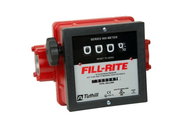 Fill-Rite 4-Digit 1.5" Mechanical Flow Meter, Aluminum, Gallons, 901C1.5