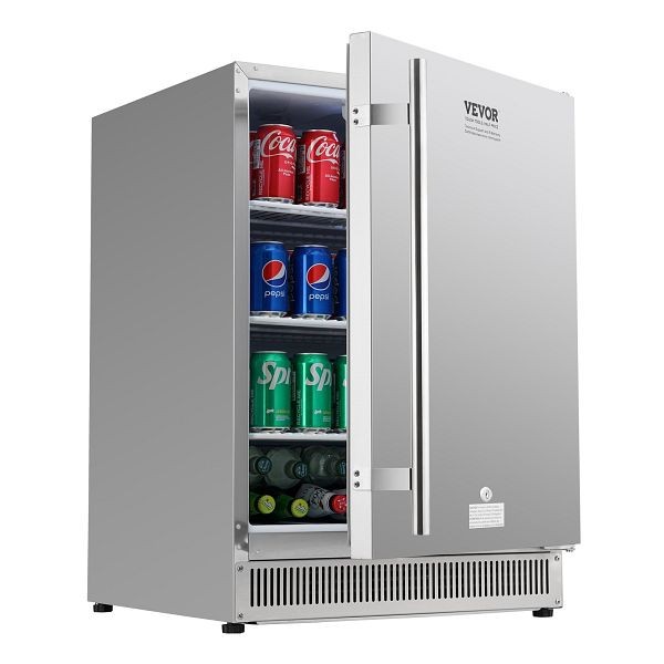 VEVOR 24 inch Indoor/Outdoor Beverage Refrigerator, Stainless Steel Body, HWBX24YCBXGSQ3AYZV1
