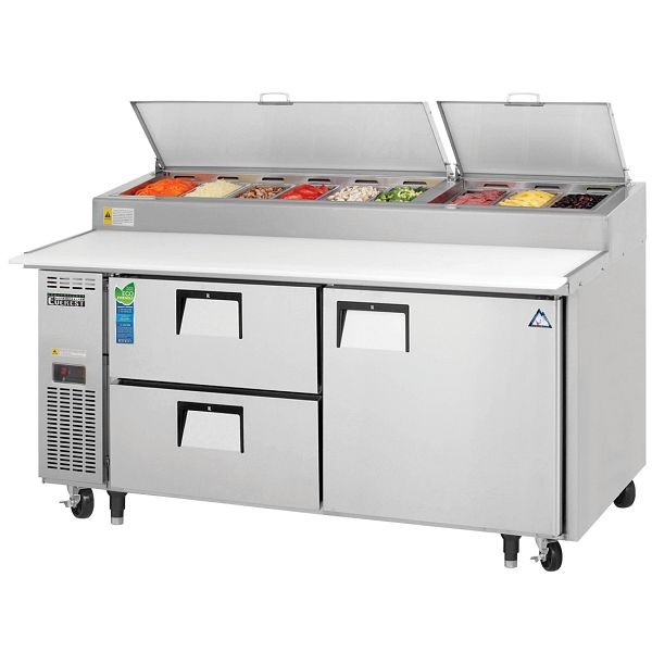Everest Refrigeration 2 Section 1 Door & 2 Drawer Combo Pizza Prep Table, 71 1/2", EPPR2-D2