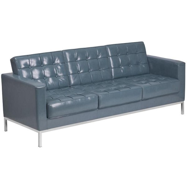 Flash Furniture HERCULES Lacey Series Contemporary Gray LeatherSoft Sofa with Stainless Steel Frame, ZB-LACEY-831-2-SOFA-GY-GG