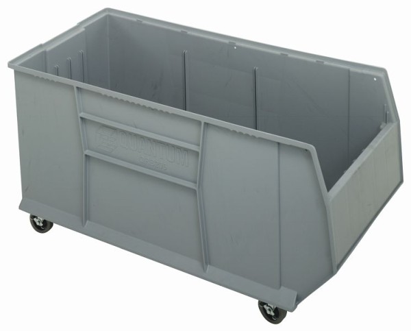 Quantum Storage Systems Rack Bin 42" Container, mobile, 47-7/8"L x 19-7/8"W x 20-1/2"H, 180 lbs. capacity, gray, QRB216MOBGY