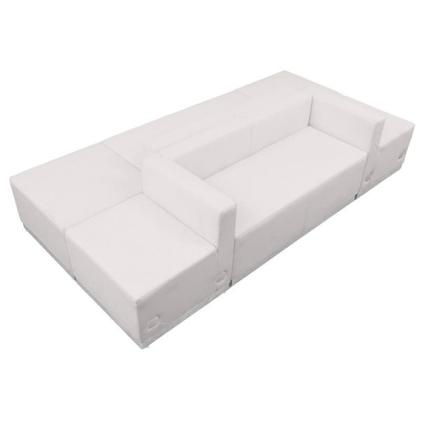 Flash Furniture HERCULES Alon Series Melrose White LeatherSoft Reception Configuration, Maximum Depth 51", 6 Pieces, ZB-803-500-SET-WH-GG