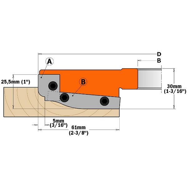 CMT Orange Tools Pair of Knives for Raised Panel, A, 695.013.A1