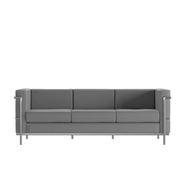 Flash Furniture Hercules Regal Series Contemporary Gray LeatherSoft Sofa with Encasing Frame, ZB-REGAL-810-3-SOFA-GY-GG