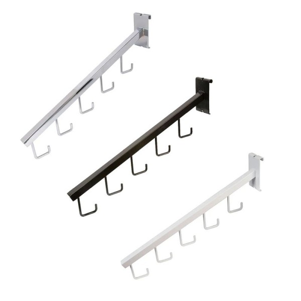 Econoco 5-Hook Square Tubing Waterfall for Grid Panel, Chrome, GW/5H