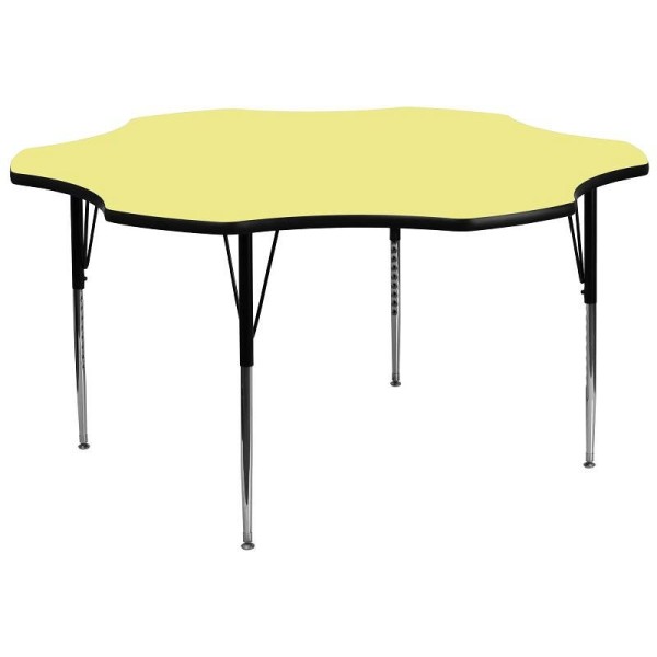 Flash Furniture Wren 60'' Flower Yellow Thermal Laminate Activity Table - Standard Height Adjustable Legs, XU-A60-FLR-YEL-T-A-GG