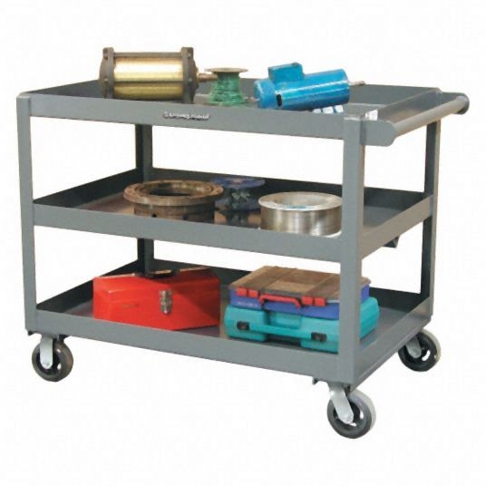 Strong Hold Utility Cart with Deep Lipped Metal Shelves, Load Capacity 2,000 lb, Number of Shelves 3, SC2436-3