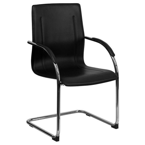 Flash Furniture Valrico Black Vinyl Side Reception Chair with Chrome Sled Base, BT-509-BK-GG