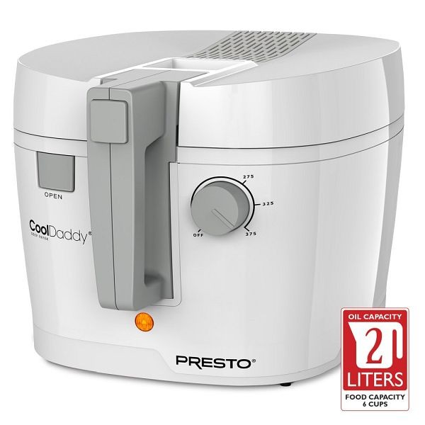 Presto Cooldaddy Cool-Touch Deep Fryer, with removable bucket, white, 05443